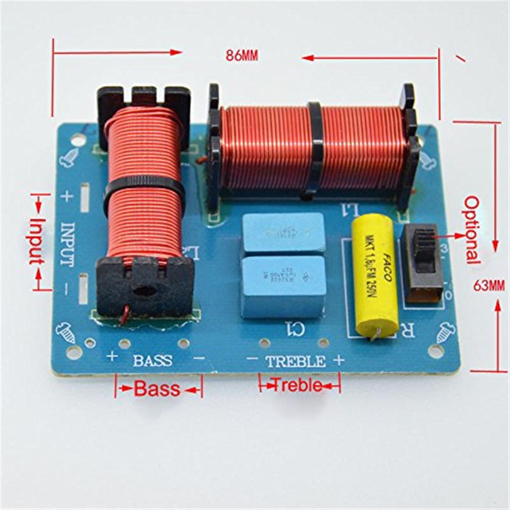 1Pcs Treble Bass 2 Way Frequency Divider Audio Crossover Filter Board 100W