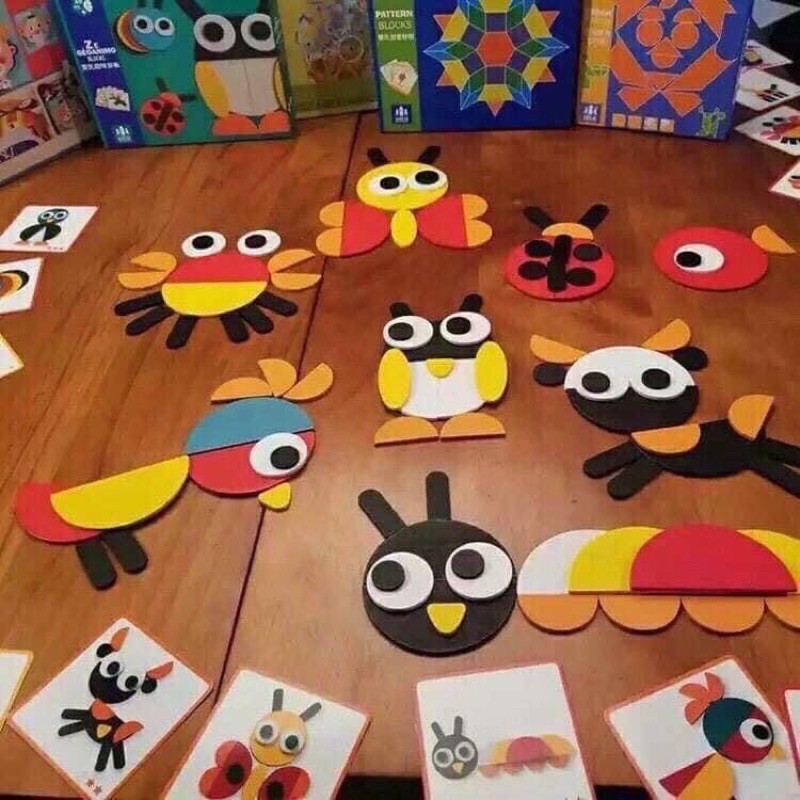 Bộ tranh ghép hình Montessori Fun Board cho bé từ 3 tuổi- Giáo cụ Montessori ghép hình con vật cho bé phát triển phát triển tư duy