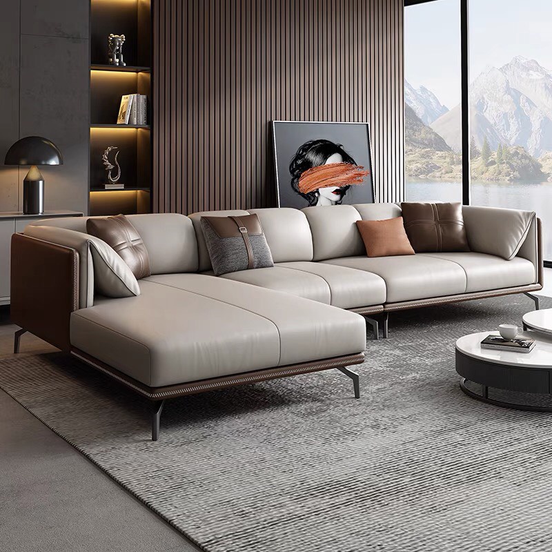 Ghế sofa góc L bọc da Adora