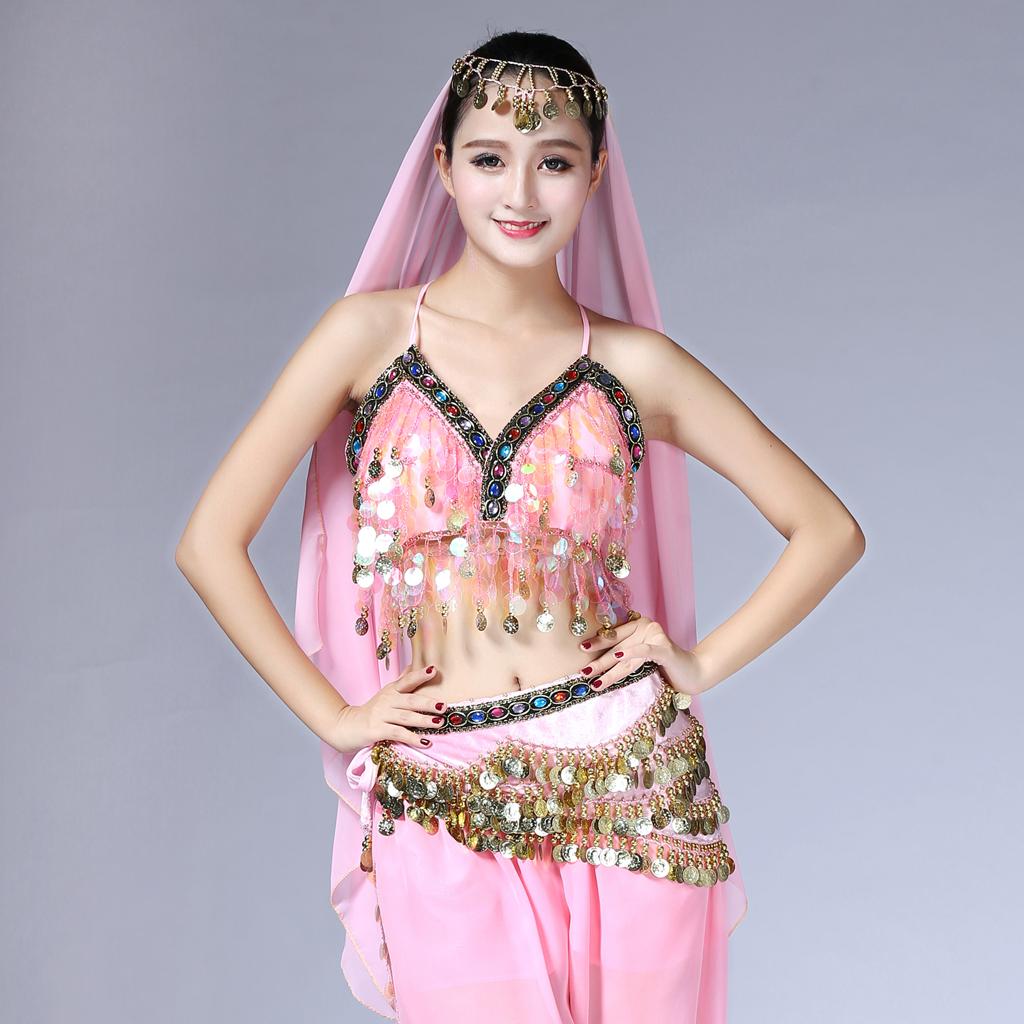 Women's Performance Clothing Accessories Triangular Belly Dancing Hip Scarf Wrap Skirt with Gold Coins for Show Girls