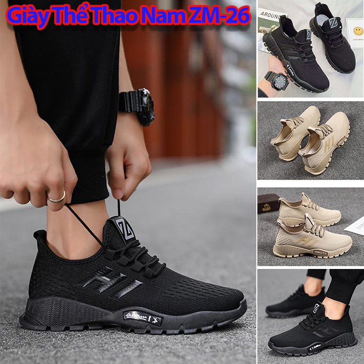 Giày Sneaker Nam ZM-26 Giày Thể Thao Nam Tăng Chiều Cao Đến 3cm Cá Tính Chính Hãng Size 39 - 44 Vải Mềm Thoáng Khí