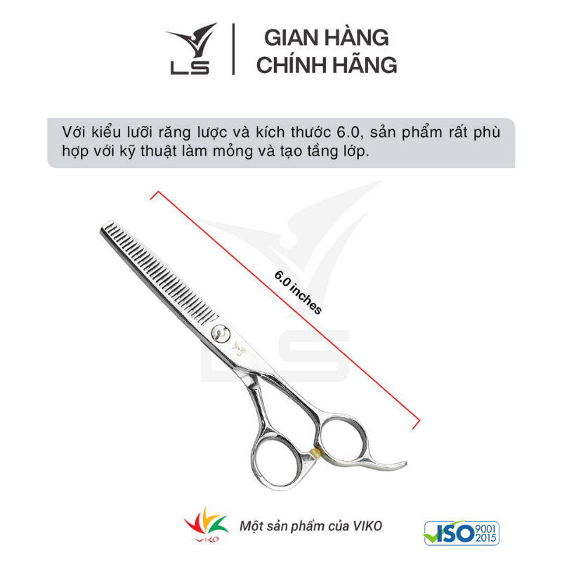 Kéo tỉa tóc LS rơi 15-20% quai offset phẳng đỡ ngón cố định T2132