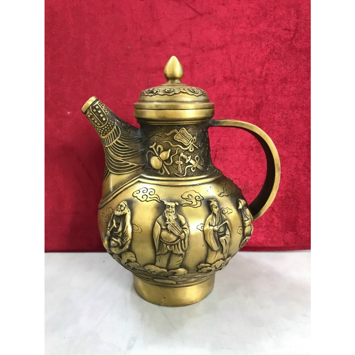 Ấm trà Bát Tiên cổ cao - Decor trang trí