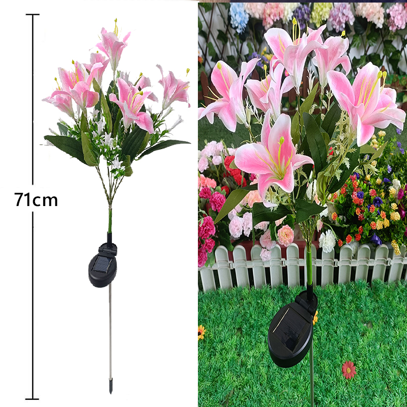Đèn Trang Trí Năng Lượng Mặt Trời Hoa Huệ, Màu Hồng - Vàng - Trắng - Xanh, Decor Sân Vườn - DA3055
