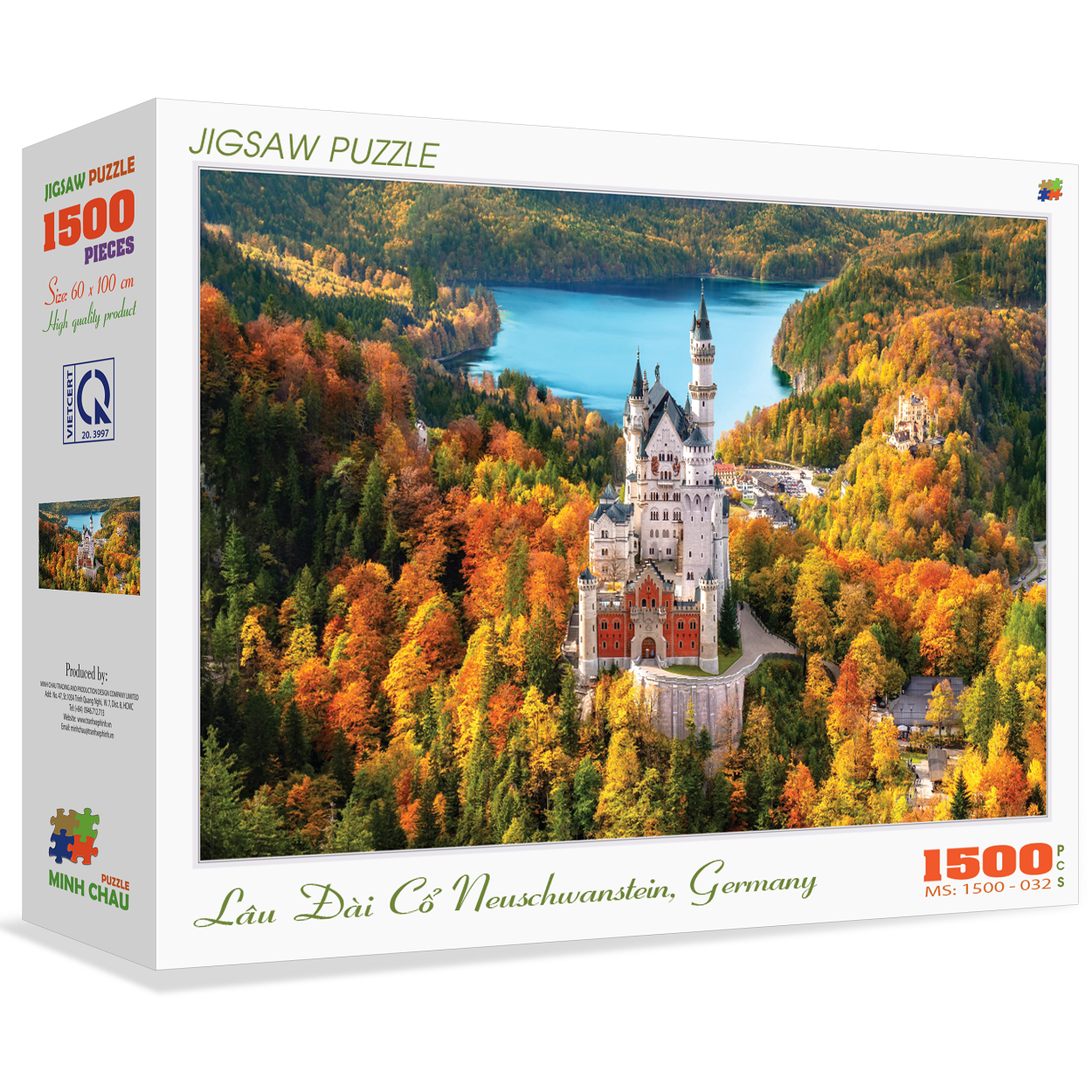 Bộ Tranh Xếp Hình Minh Châu 1500 Mảnh (Kích Thước 60x100cm) – Lâu Đài Cổ Neuschwanstein, Germany