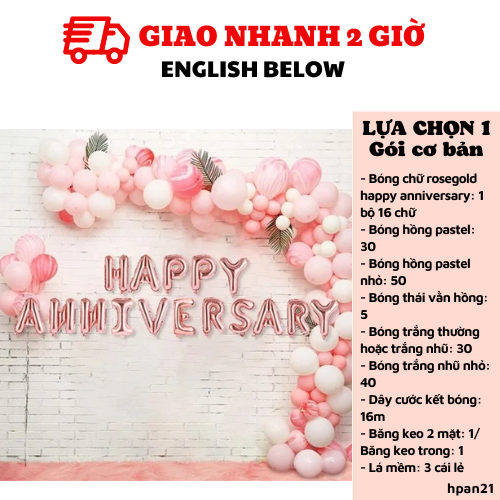 Bộ bong bóng trang trí lễ kỷ niệm Happy Anniversary hpan21