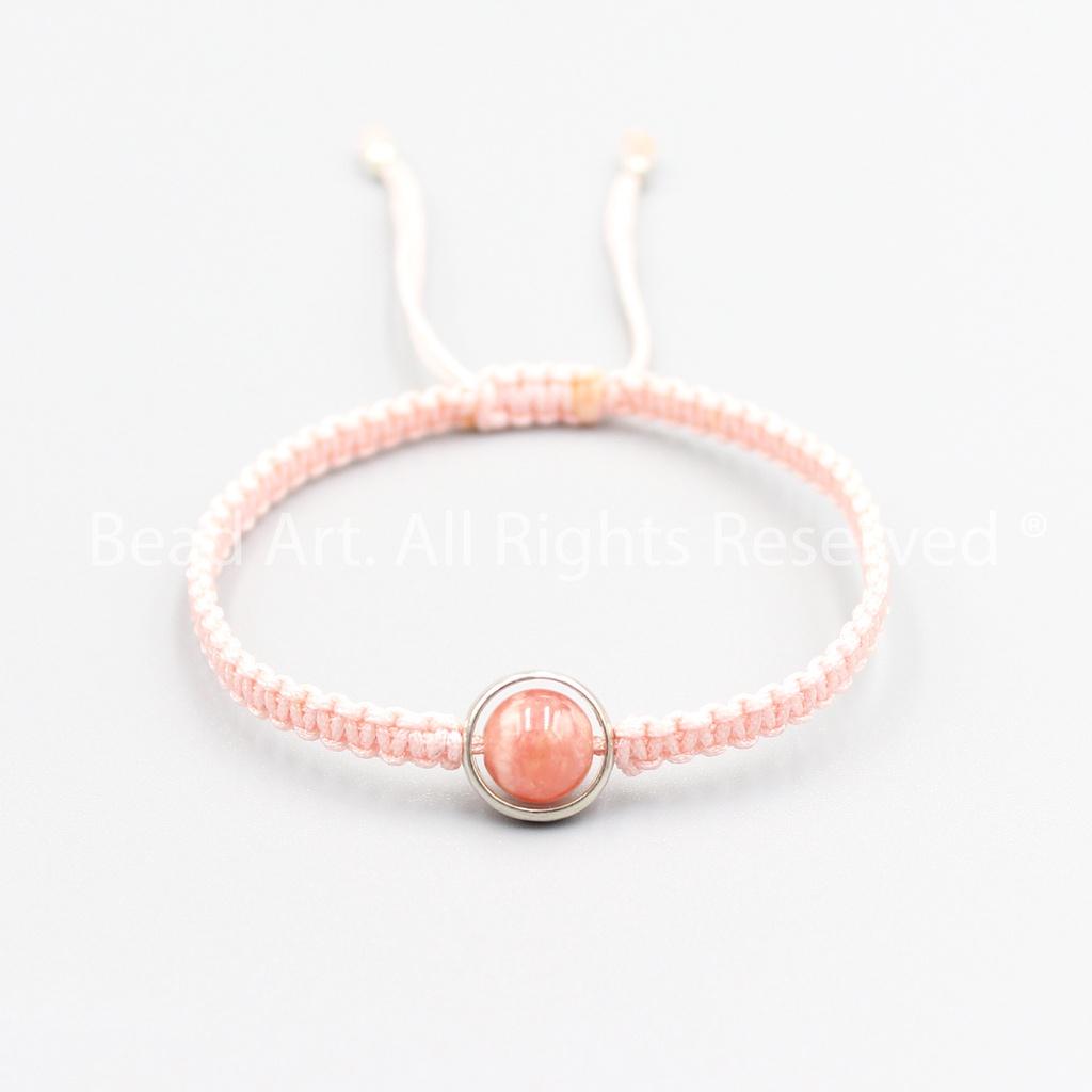 Vòng Tay Thắt Dây Đá Đào Hoa Tự Nhiên Màu Hồng, Rhodochrosite Loại AA, Vòng Tay Phong Thuỷ, Chuỗi Hạt, Mệnh Hoả, Thổ - Bead Art