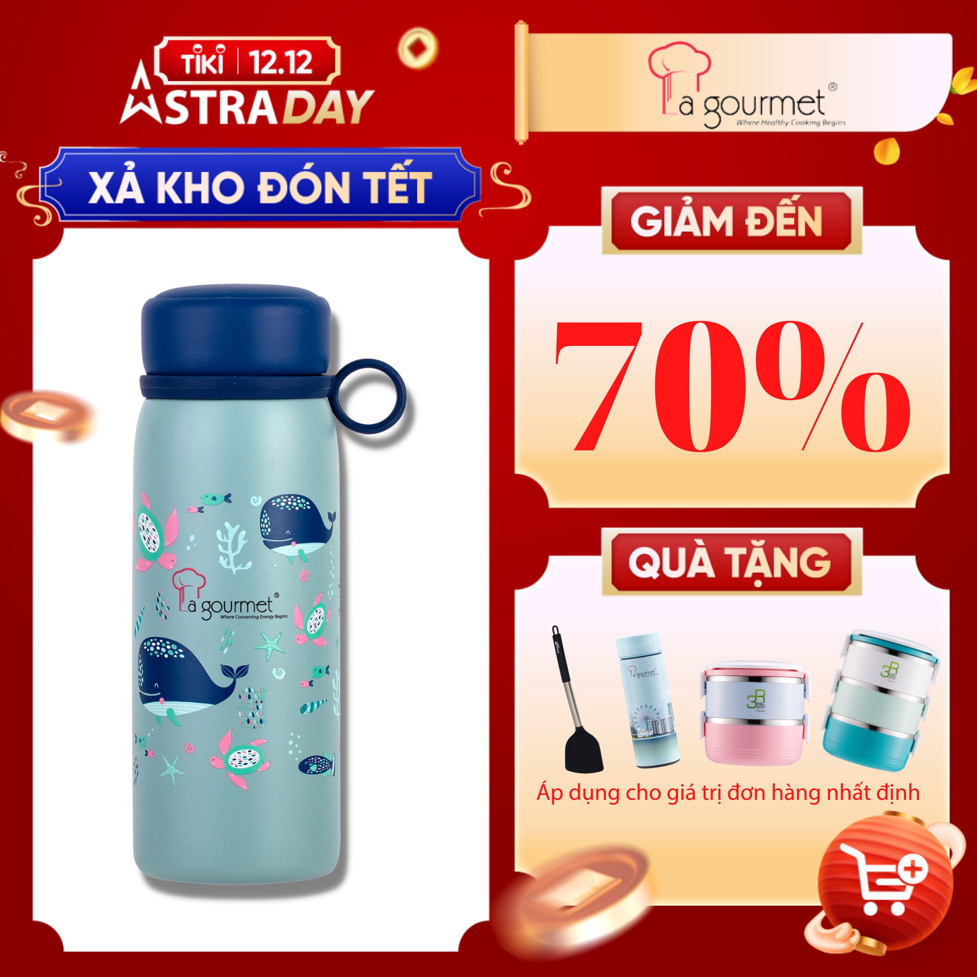 Bình giữ nhiệt cao cấp La gourmet Save The Planet 480ml - 375919 (phủ sơn tĩnh điện, bảo hành 5 năm)