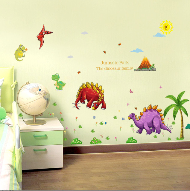 Decal trang trí tường - Khủng Long sắc màu thời cổ cho Bé size lớn
