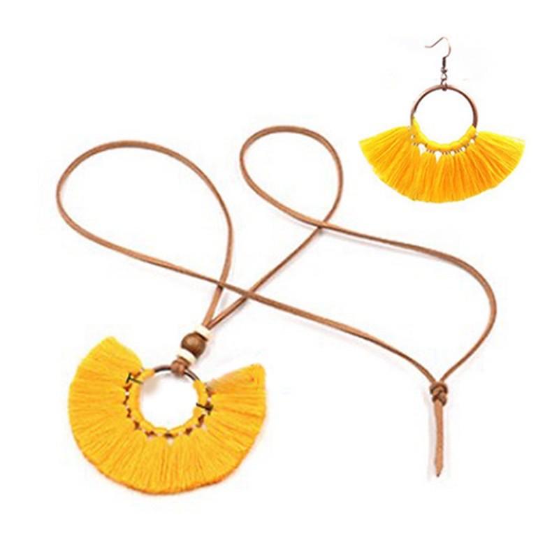 Bộ Dây Chuyền + Khuyên Tai Tua Rua Hình Quạt