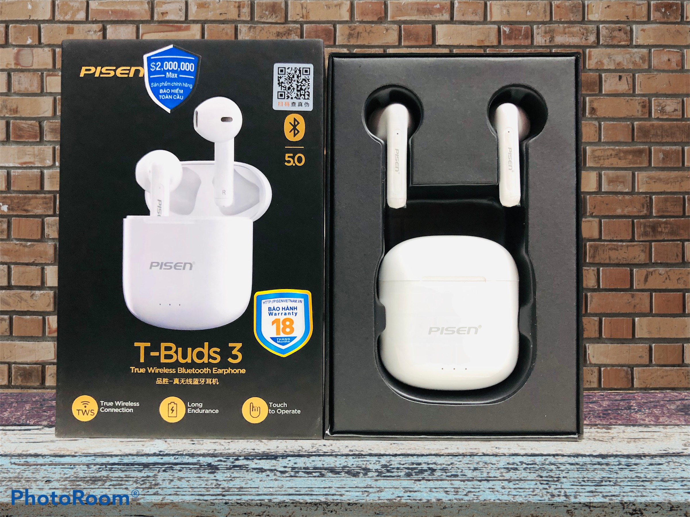 Tai nghe không dây PISEN True wireless T-buds3 ( T-Buds3) - Trắng _ Hàng chính hãng