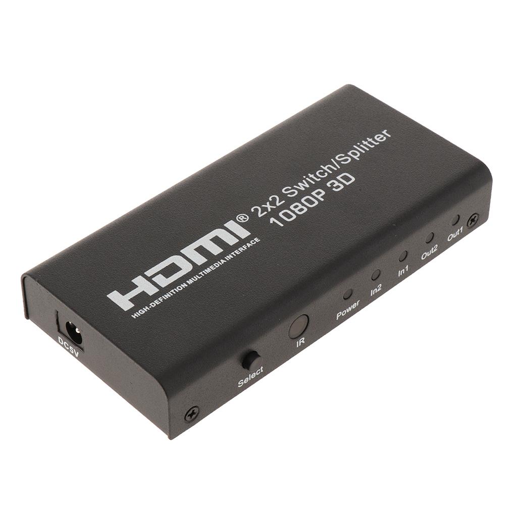 HDMI Switch 2 in 2out Switcher Selector Splitter Hub Box For HDTV HD EU Plug