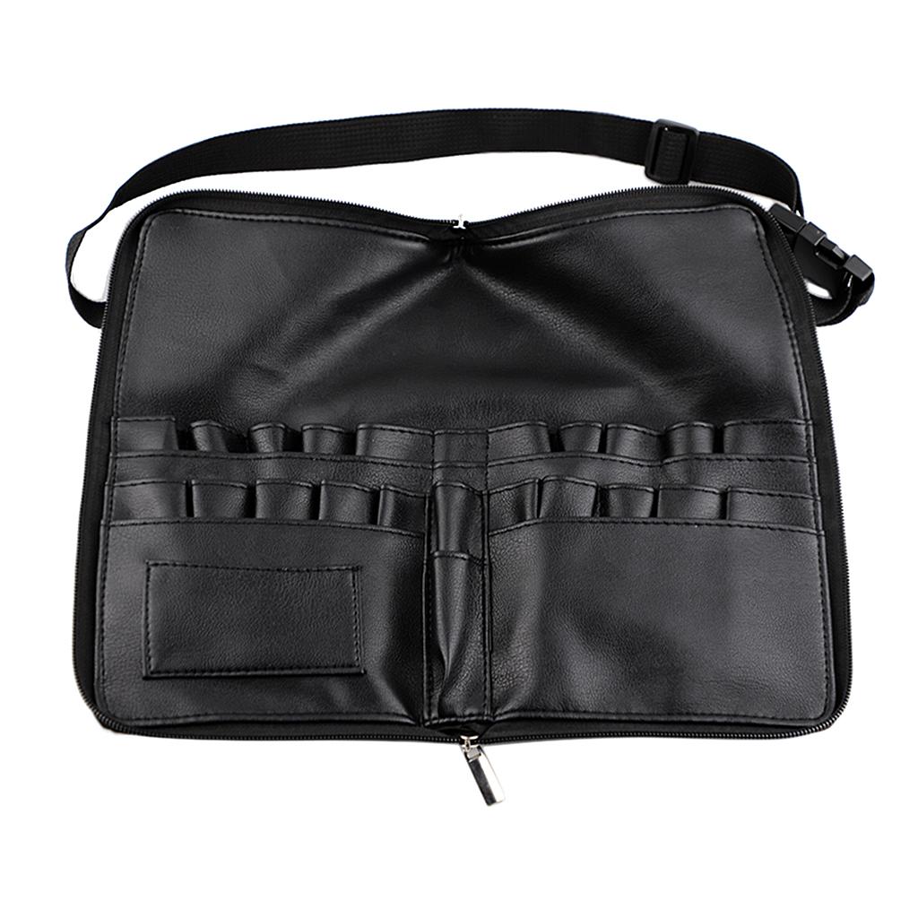 Multi Pocket Cosmetic Makeup Brushes Holder, Brushes Organizer PU Apron Bag Artist Belt Strap Make up Bag Holder