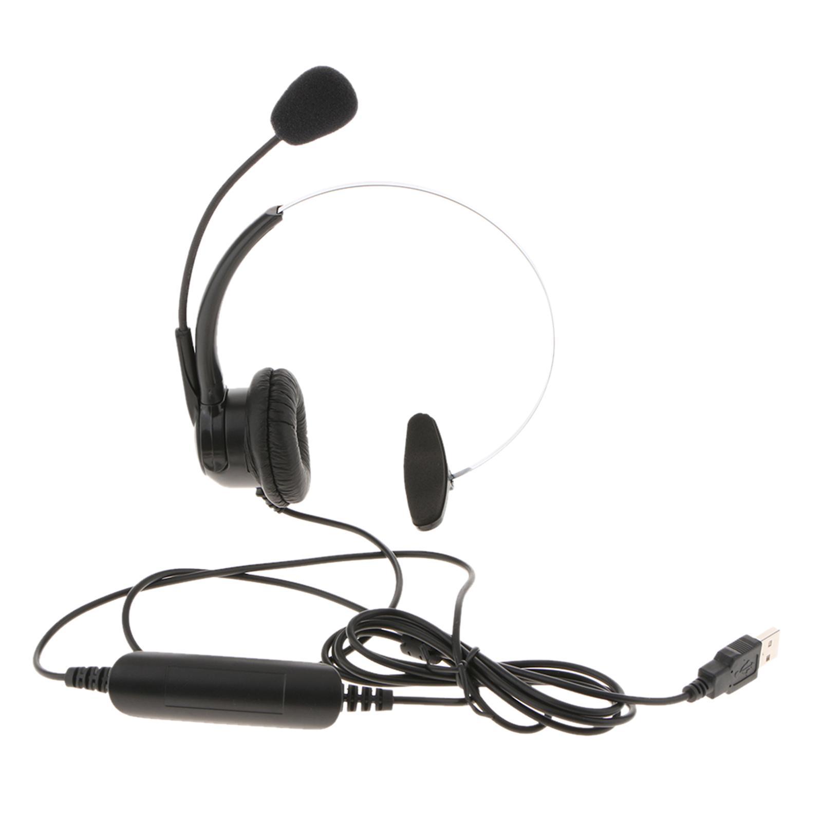 5Pcs Call Center Monaural USB Headset with Mic Microphone for Computer