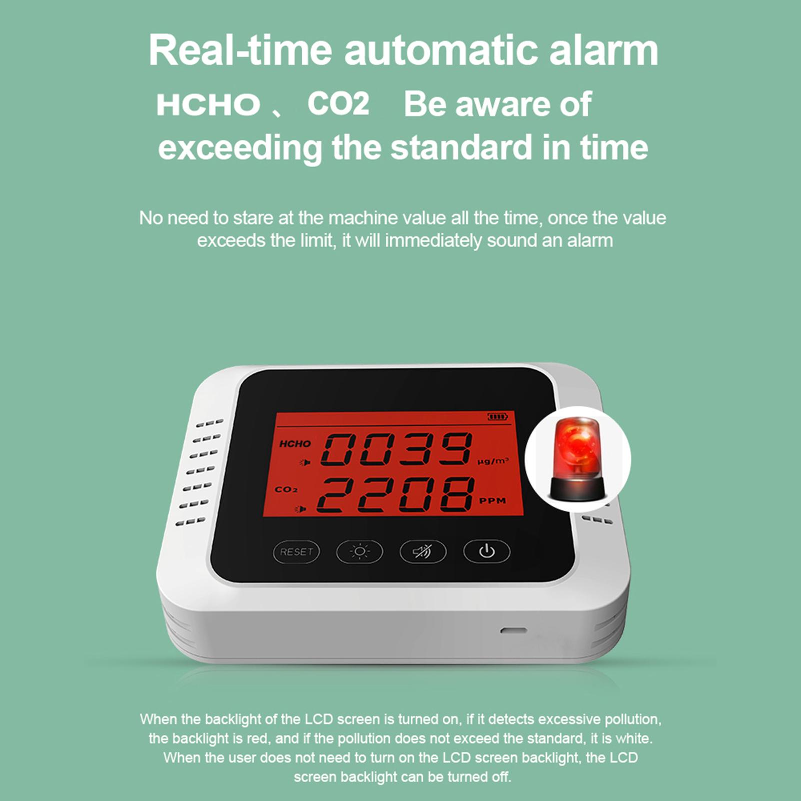 Máy dò chất lượng không khí treo tường X7, có thể phát hiện giá trị HCHO và CO2, giám sát chính xác, cảnh báo âm thanh vượt quá giới hạn