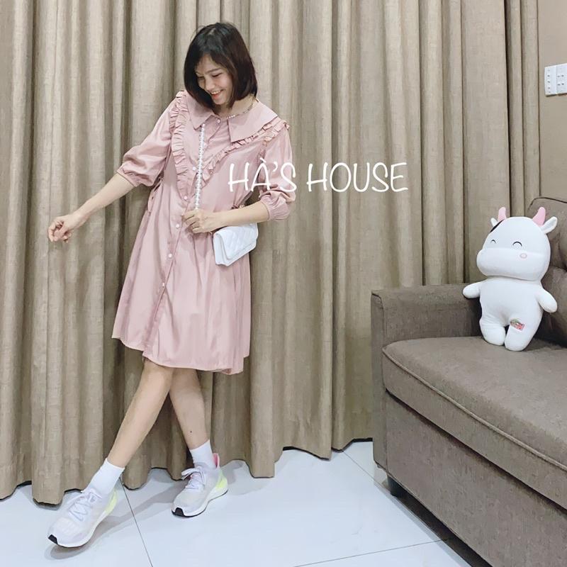 Đầm babydoll màu hồng phối bèo dễ thương