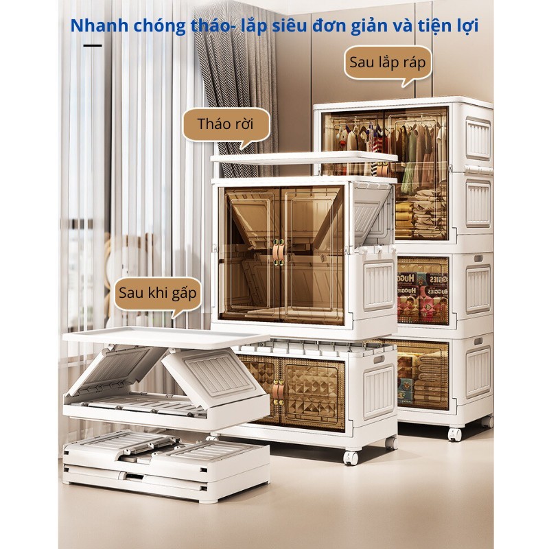 Tủ Nhựa Gấp Gọn Cao Cấp Nhiều Ngắn- Gấp Đựng Đồ,Quần Áo Thông Minh Tiết Kiệm Không Gian, Tháo Lắp Dễ Dàng