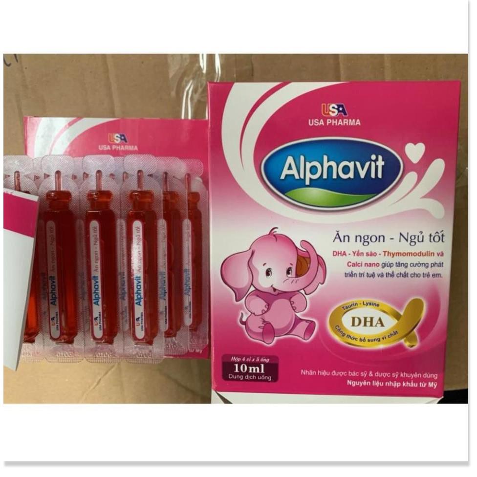 Alphavit bé ăn ngon ngủ tốt bé thông minh - tăng cường miễn dịch cho bé Hộp 20 ống dùng được cho bé từ 1 tuổi