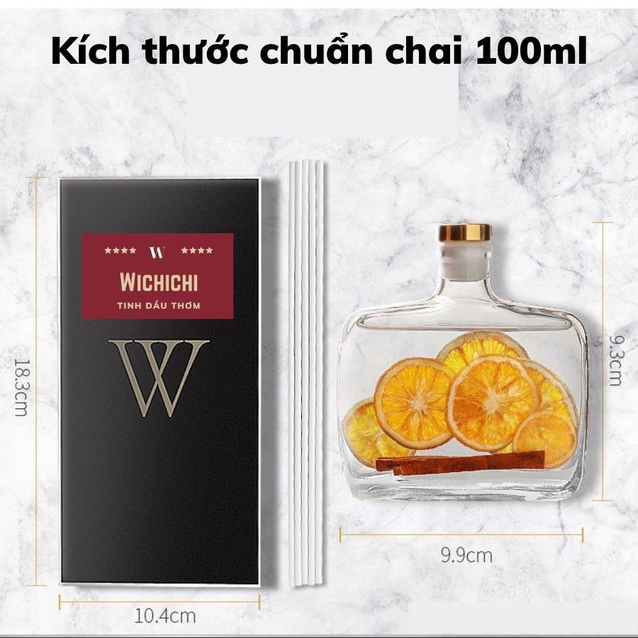 Tinh dầu thơm phòng chai ngang, nước hoa để phòng thơm mát có que gỗ khuếch tán tinh dầu