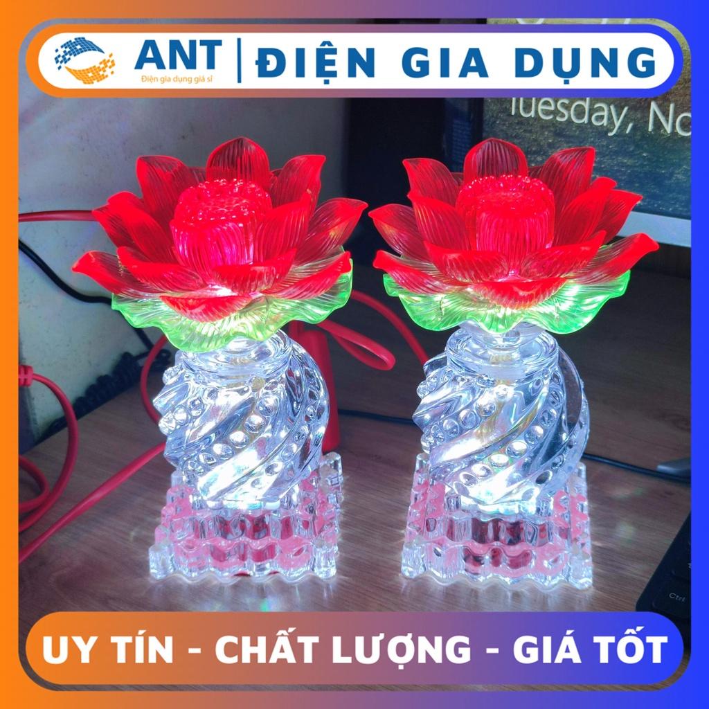 ĐÈN THỜ HOA SEN THỦY TINH BÔNG NHỰA CAO 17CM - SỐ 3