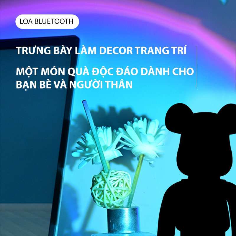 Loa Bluetooth Gấu Bearbrick Đèn Led Floveme Shen Lian, Nhỏ Gọn, Decor Bàn Làm Việc, Âm Thanh To Rõ Nét, Pin Dùng 3 - 5h - Hàng Chính Hãng