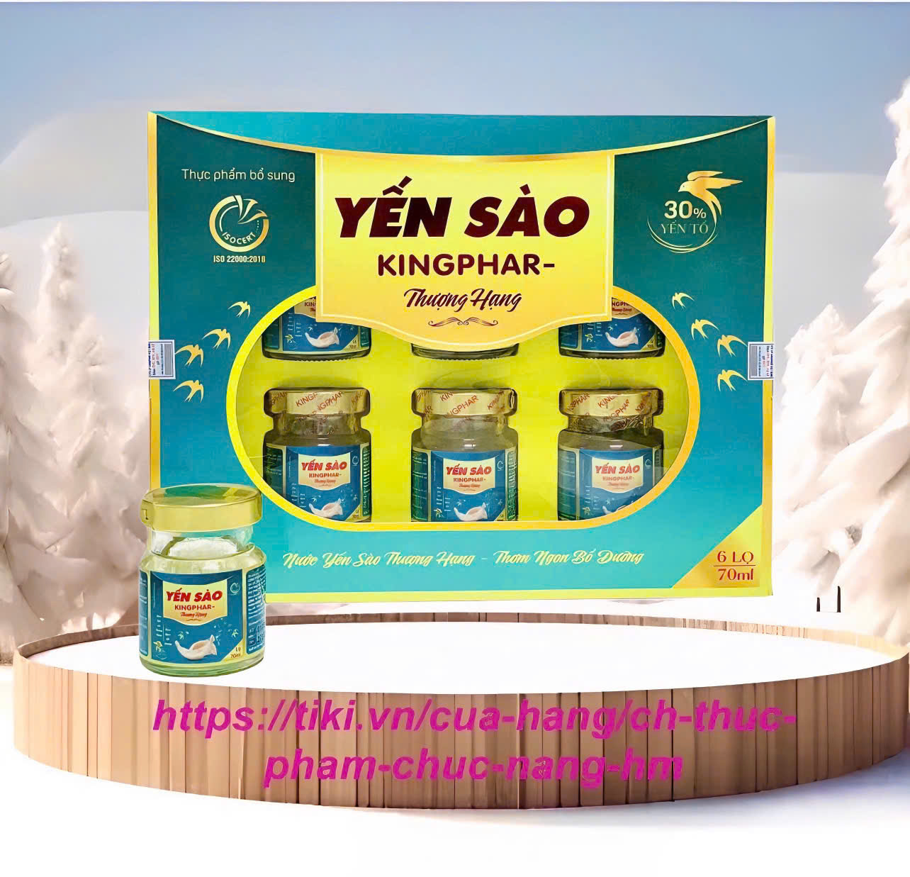 Yến sào thượng hạng 30% , Kingphar - Hộp 6 lọ *70ml - Giúp tăng cường sức khỏe, làm đẹp, chống lão hóa