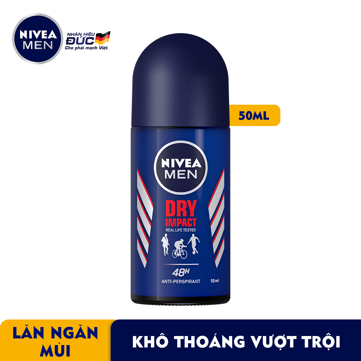 Lăn Ngăn Mùi NIVEA MEN Dry Impact Khô Thoáng (50ml) - 81610