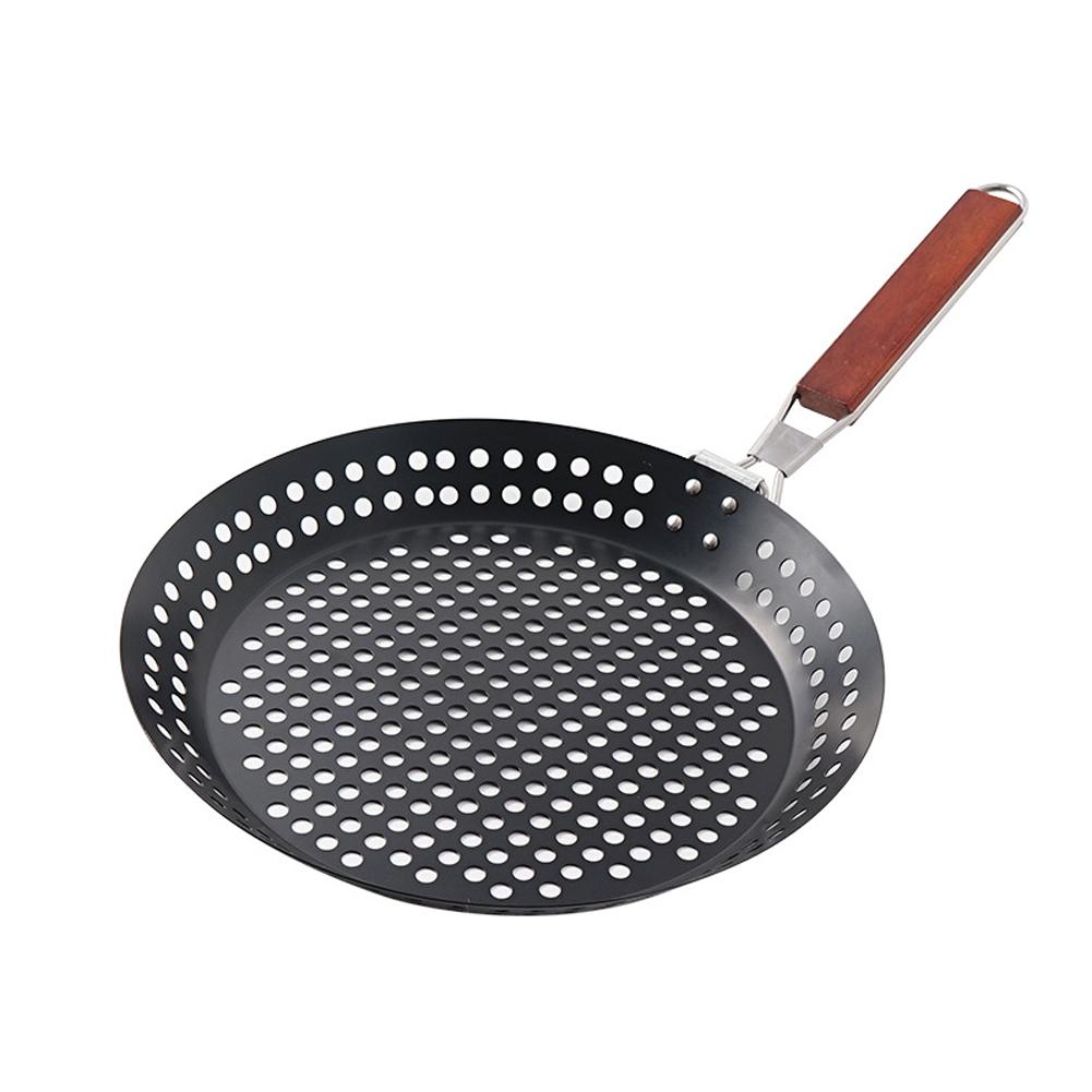 Chảo vỉ nướng tròn có lỗ xếp gọn chống dính cho nấu ăn BBQ dã ngoại ngoài trời