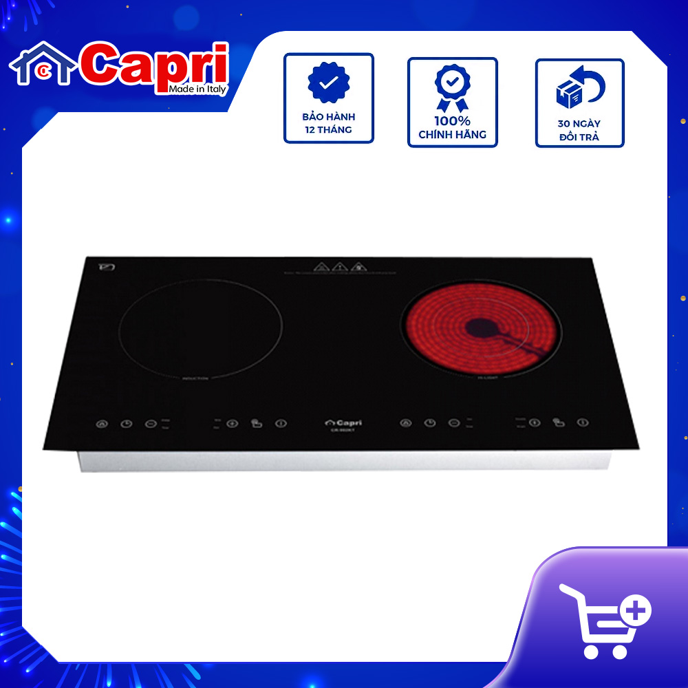Bếp Đôi Điện Từ - Hồng Ngoại Capri CR-902KT - Hàng Chính Hãng, Sản Xuất Theo Công Nghệ Tiên Tiến Châu Âu, Tiết Kiệm Điện Và Thời Gian Nấu Tối Ưu