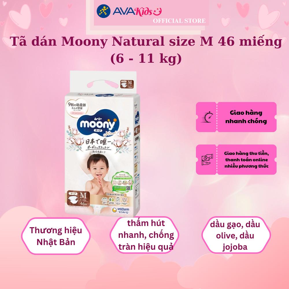 Tã dán Moony Natural size M 46 miếng (6 - 11 kg)