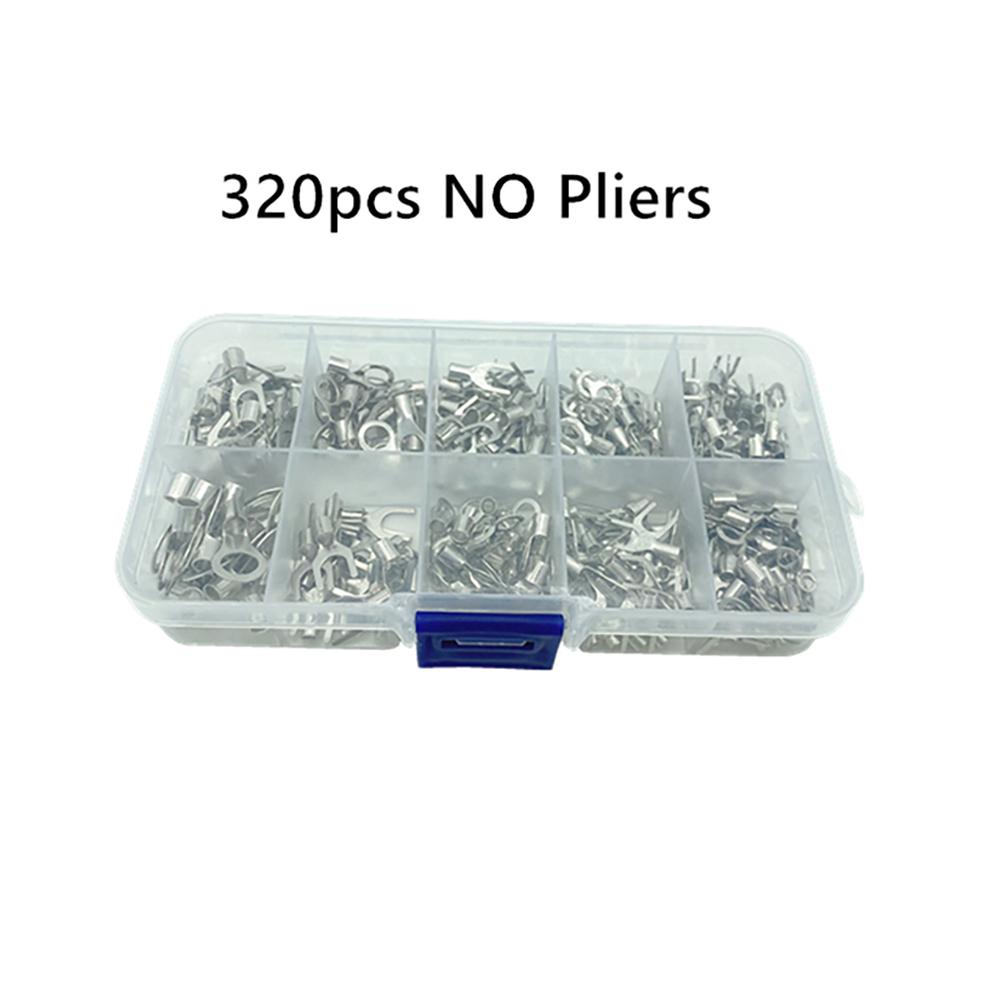 320pcs Crimp Terminal with Pliers Set 10-in-1 Crimp Terminals Kit U Shaped O Shaped Cold Pressed Bare Terminals Box