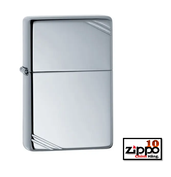 Bật lửa Zippo 260  High Polish Chrome Vintage with Slashes- Chính Hãng 100%