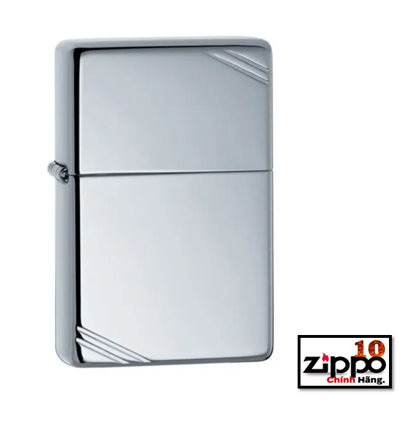 Bật lửa Zippo 260 (Xi Bóng góc) High Polish Chrome Vintage with Slashes- Chính Hãng 100%