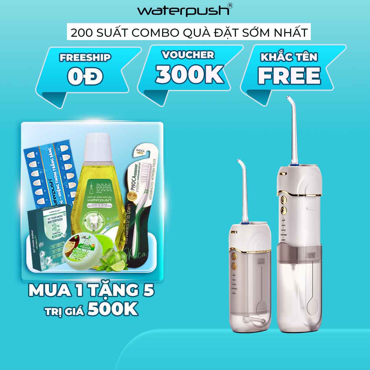 Máy Tăm Nước Du Lịch Cao Cấp WaterPush CY-1904 White - Siêu nhỏ gọn - 1 đổi 1 Online 12 tháng