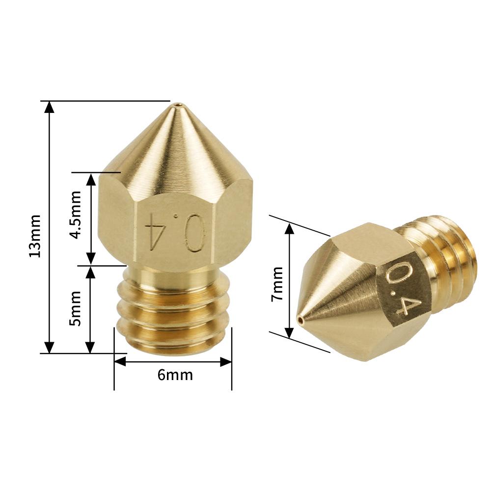 Chất lượng hàng đầu 2PCS CHT V6 MK8 Đồng thau M6 High Flow PTFE mạ E3D V6 Clone Cht Vòi phun 3D Phần