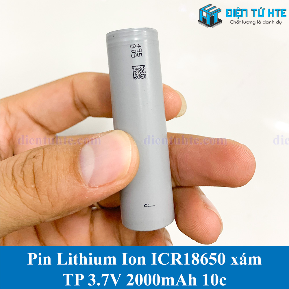 Pin Lithium Ion ICR18650 18650 2000mAh xả 10c 20A Xám