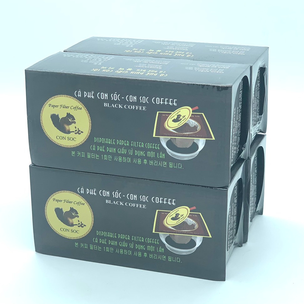 Cà phê con sóc phin lọc đơn màu đen - Combo 4 Hộp