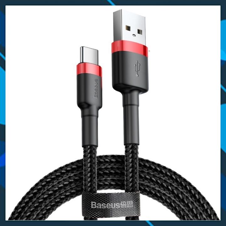 Cáp sạc nhanh, truyền dữ liệu tốc độ cao Baseus Cafule Type C cho Samsung S8S9 Note8 Note9 Xiaomi Huawei OppoNokia  3A, Sạc nhanh Quick charge 3.0, Siêu bền- Hàng nhập khẩu – 2m – đen