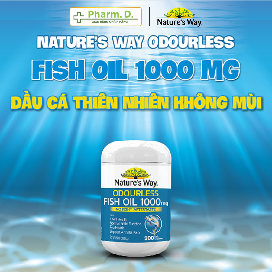 Viên Uống Dầu Cá NATURE'S WAY Fish Oil Bổ Sung Omega 3, DHA Và EPA Phát triển Trí Não Và Thị Lực (200 Viên)