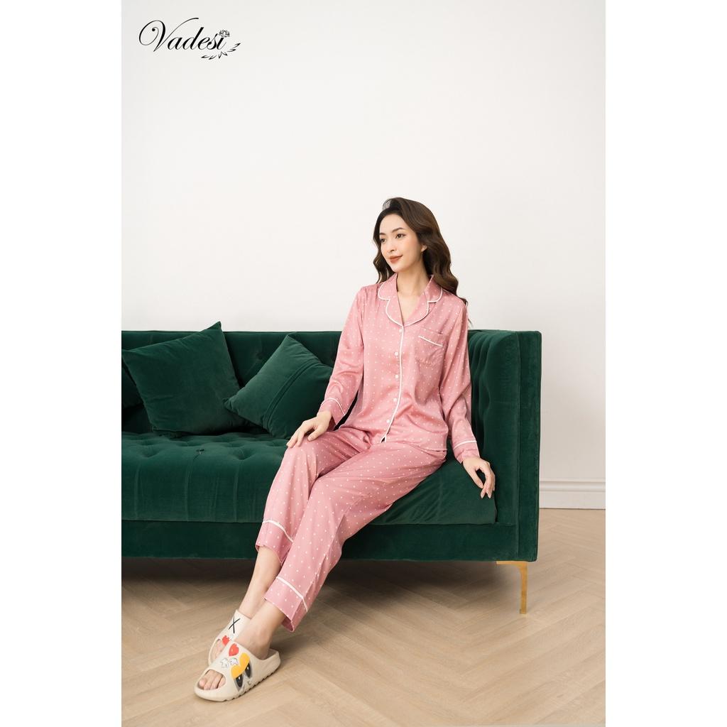 Bộ Pijama Dài Tay Lụa Cao Cấp Họa Tiết Đẹp Mềm Mượt - Thời Trang Vadesi