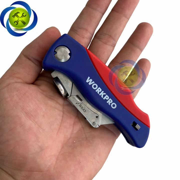 Dao rọc cáp Workpro WP211006 gấp gọn thân nhựa thay lưỡi nhanh