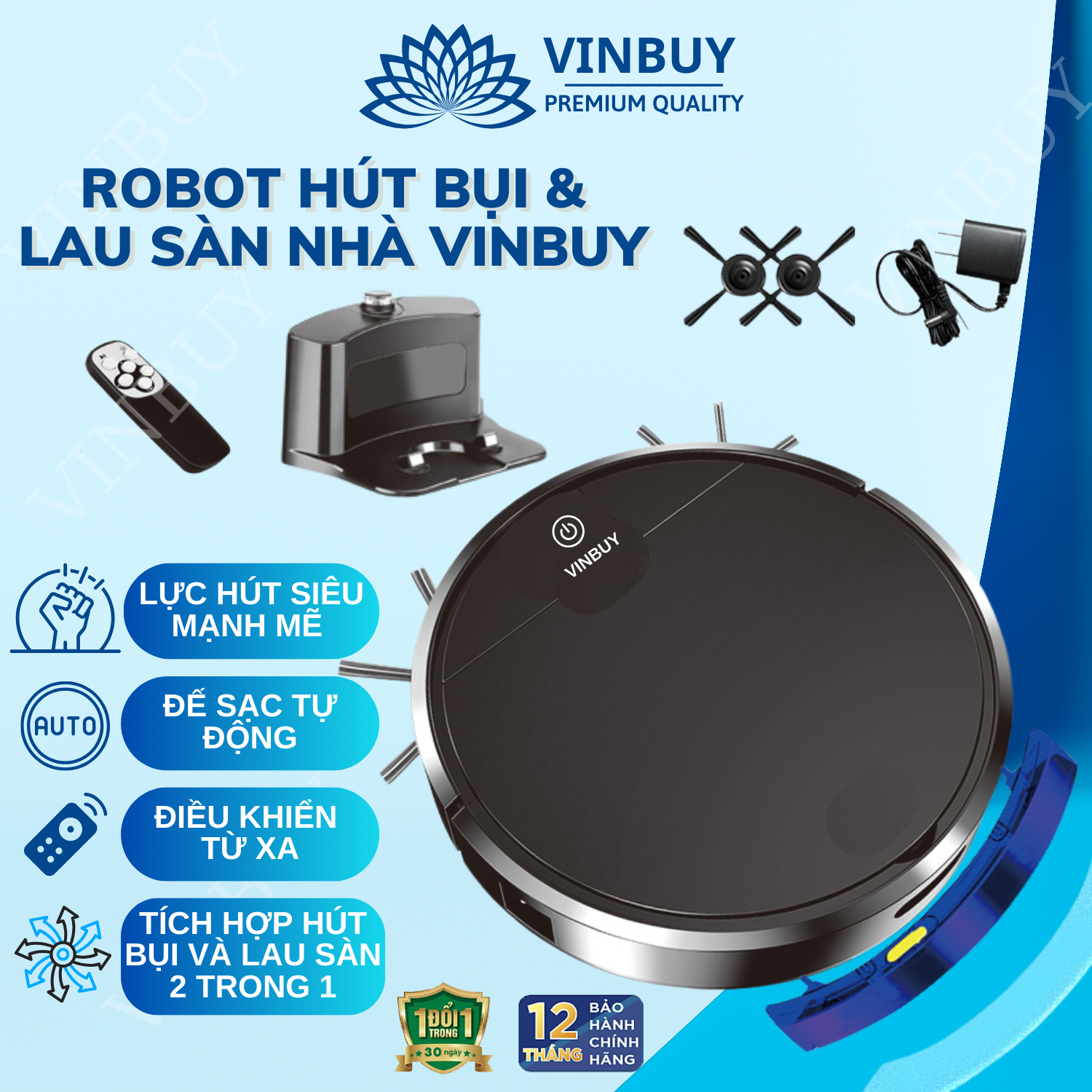 ROBOT HÚT BỤI VÀ LAU SÀN 2 TRONG 1 VINBUY – HÀNG CHÍNH HÃNG