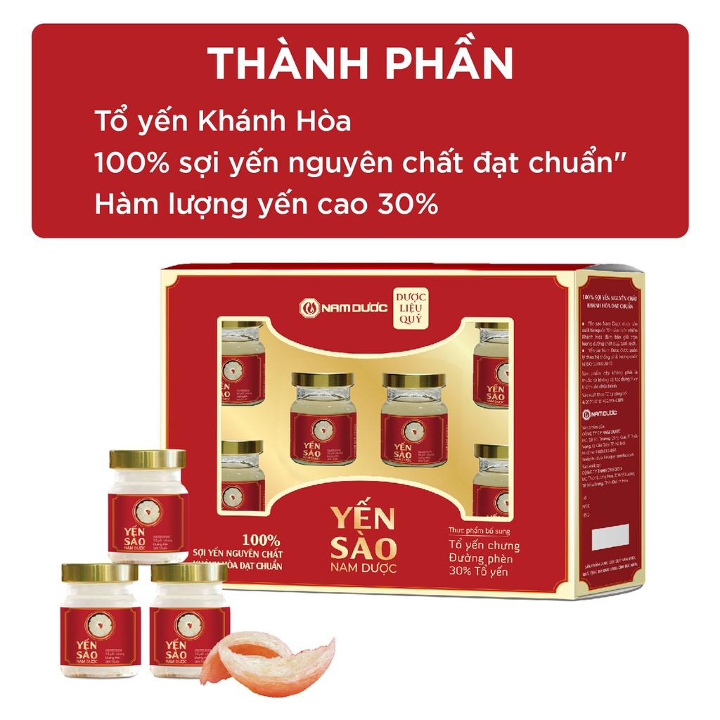 Yến sào Nam Dược hộp 6 lọ x 70ml tổ yến chưng đường phèn bồi bổ sức khỏe, tăng sức đề kháng, giảm mệt mỏi