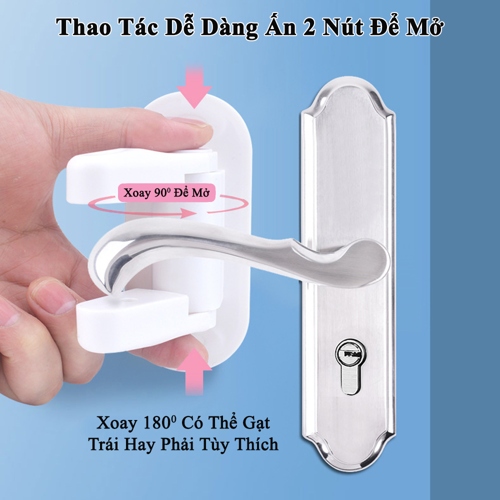 Dụng Cụ Khóa Cố Định Tay Nắm Cửa KUNBE Không Cần Khoan, An Toàn Chống Trộm Bảo Vệ Bé