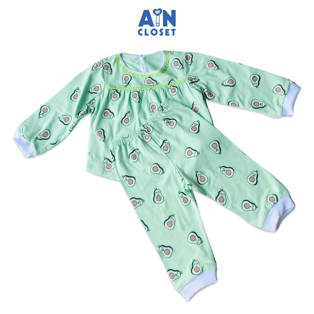 Bộ quần áo dài bé gái họa tiết Bơ xanh thun cotton - AICDBGYWRLPD - AIN Closet