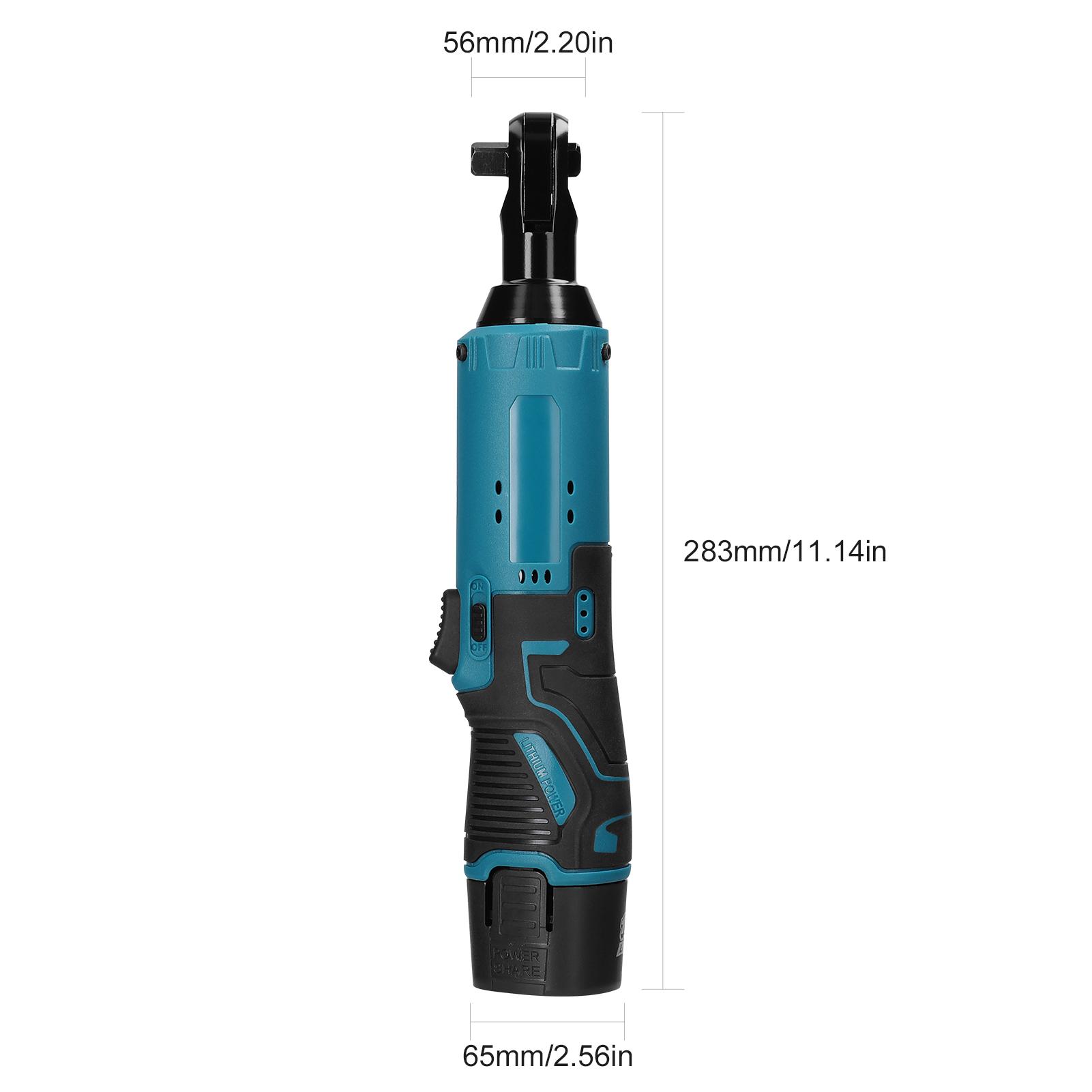 Multifunctional 12.0V Cordless Rechargeable Electric Wrench 3/8 Inch 90° Right Angle Ratchet Wrenches Handheld Driver Power Tool