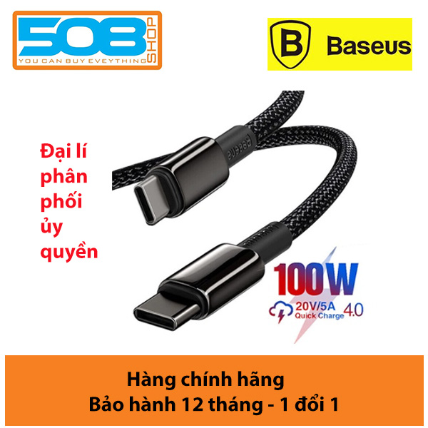 Dây cáp sạc nhanh 100W chuẩn PD 3.0 type c to type c QC 3.0 dài 100cm hiệu Baseus Tungsten Gold sạc nhanh 5A, truyền tải data 480Mbps - hàng nhập khẩu