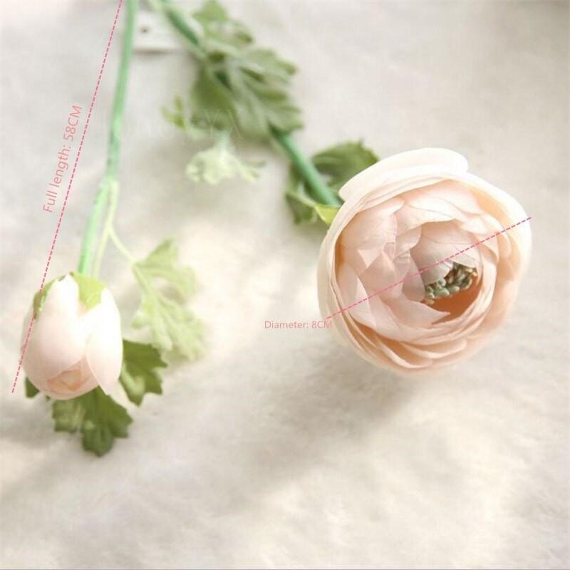 Hoa giả cành hoa trà bằng lụa siêu mềm mướt, thân phủ lông mao như hoa thật