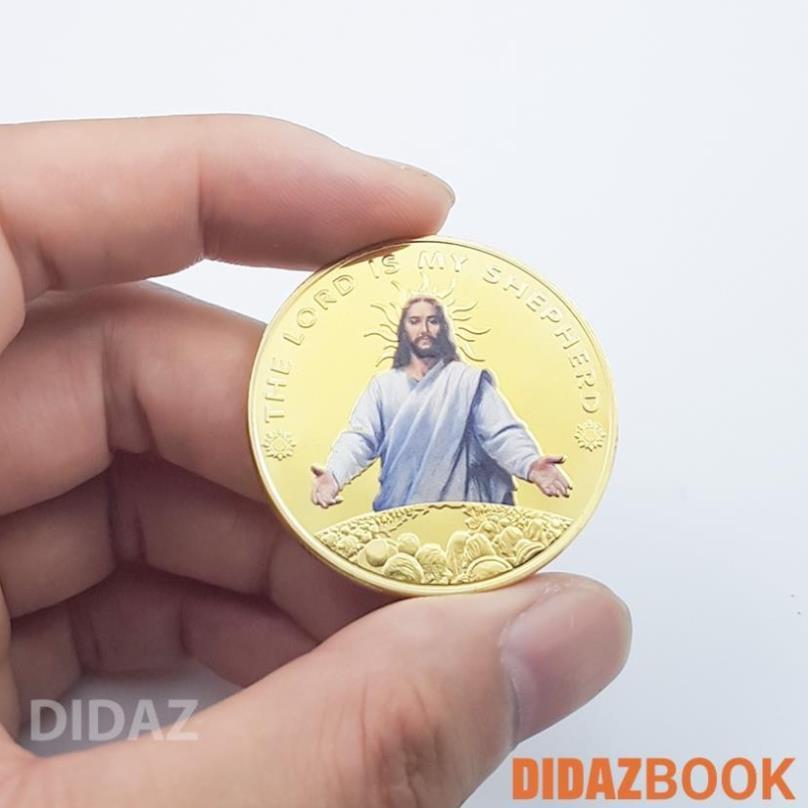 Đồng xu Chúa Jesus kỉ niệm, trưng bày, để ví, tặng người thân, cầu bình an