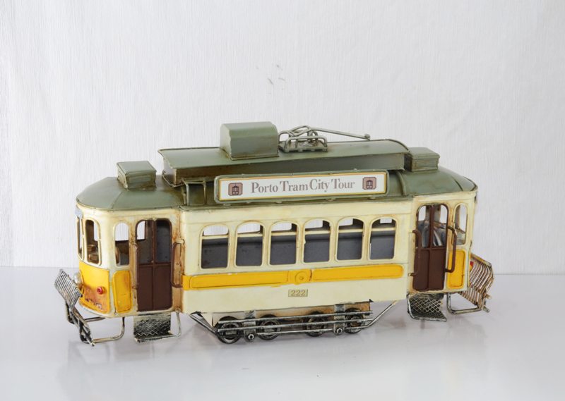 Mô hình Xe điện cổ Retro Kim loại trưng bày / Vintage Metal Tram handmade Decoration (1304E-3538)